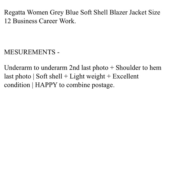 Regatta Women Soft Shell Blazer Jacket Grey Light Blue Size 12 M Business Career - Picture 10 of 10